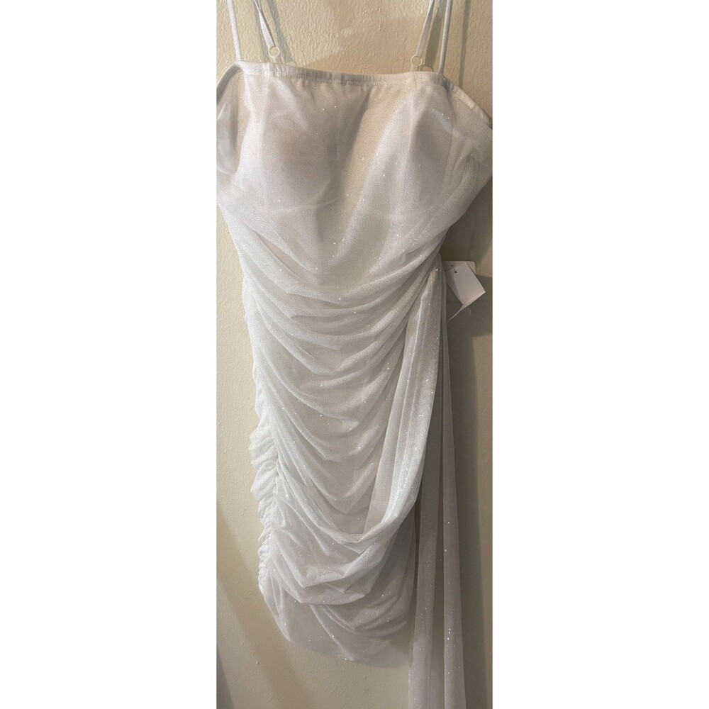 Pear culture Spaghetti Strap Bodycon Shimmer Neck Wrap Formal Prom Party Dress L